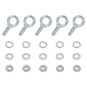 5 Pack M16 Galvanized Carbon Steel Eye Bolts, 5/8" x 1.97" Lifting Ring Eye Bolt with Nuts and Washers Heavy Duty Screw Eye Bolts Kit for Tie Down Straps Indoors Outdoors, Silver