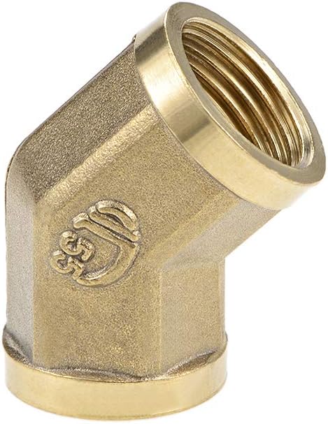 Brass Pipe Fitting - 45 Degree Elbow G1/2 Female X G1/2 Female Hex Bushing Adapter 44mm Length