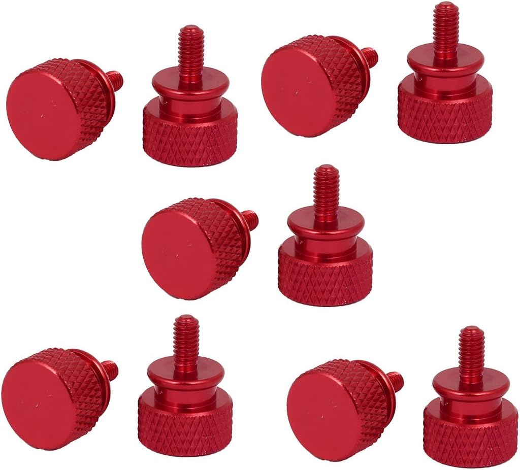 Computer PC Case M3x7mm Aluminum Alloy Knurled Thumb Screws Wine Red 10pcs