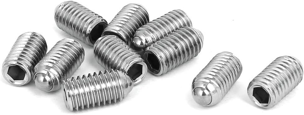 M8x14mm 304 Stainless Steel Spring Hex Socket Ball Point Grub Set Screws 10pcs