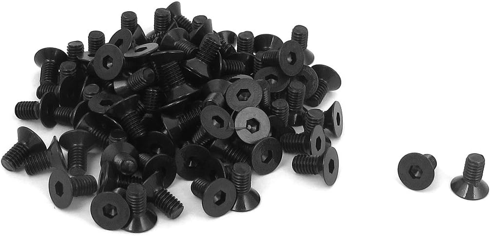 M3 x 6mm Metric Hex Socket Countersunk Head Screw Bolts Black 100PCS