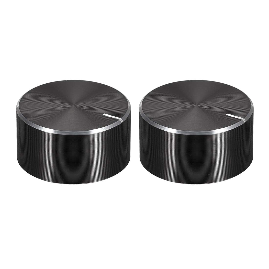 2pcs Potentiometer Knob Knurled Shaft Black Aluminum Smooth Surface Rotary Knob 25mmx13mm Volume Control Knob