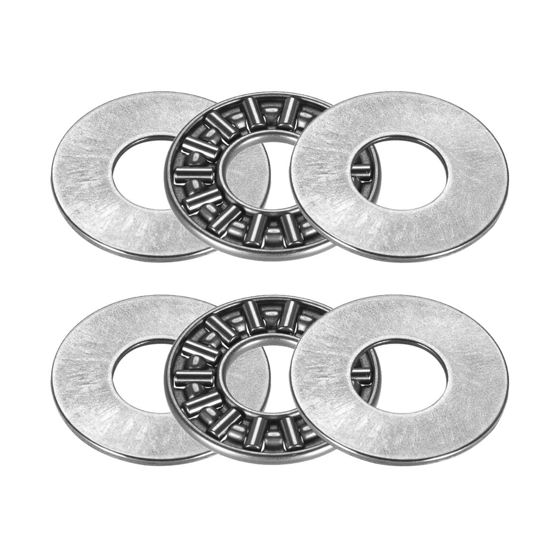 AXK1024+2AS Needle Roller Thrust Bearings with 2 Washers, 10mm Inner Diameter, 24mm OD, 4mm of Thickness, GCr15 Hardness 2 Pcs