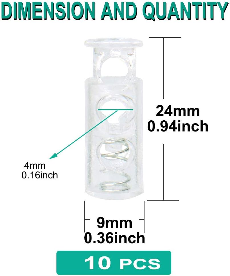LinkMejor 10pcs Spring Cord Locks Plastic End Stopper Double Holes Toggle Fastener Rope End for Drawstrings, Shoelaces,