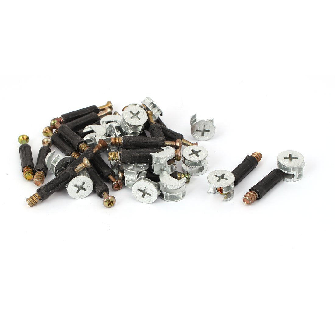 3-in-1 Furniture Connecting Kit 15mm OD Cam Fitting, 6x40mm Dowel Screws, 10mm OD Pre-Inserted Nut 20 Sets