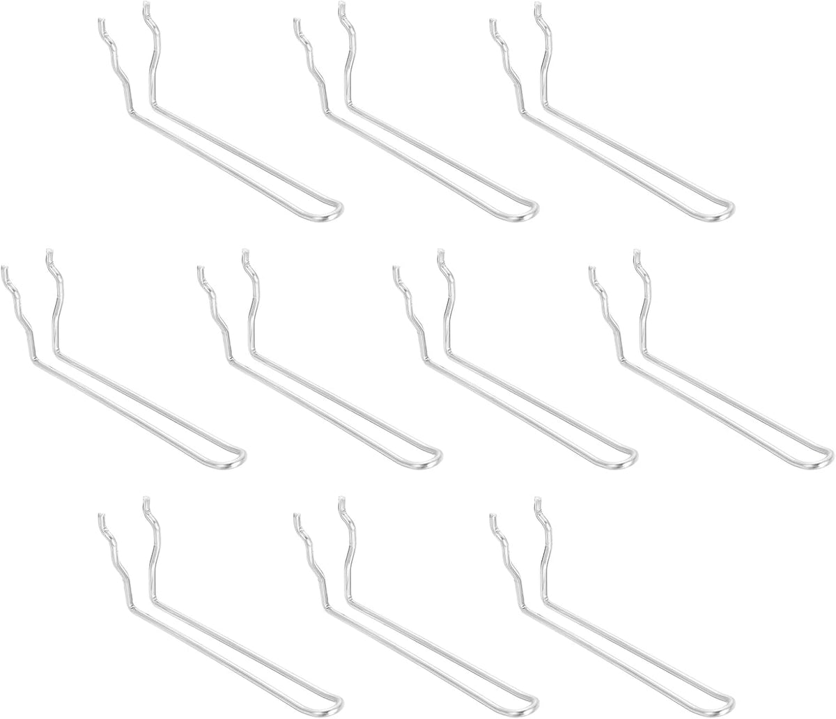 10Pcs Pegboard Hooks, 6 Inch Stainless Steel Peg Board Display Hook Metal Hanging Organizer Accessories for Garage Office Kitchen Stores, Silver