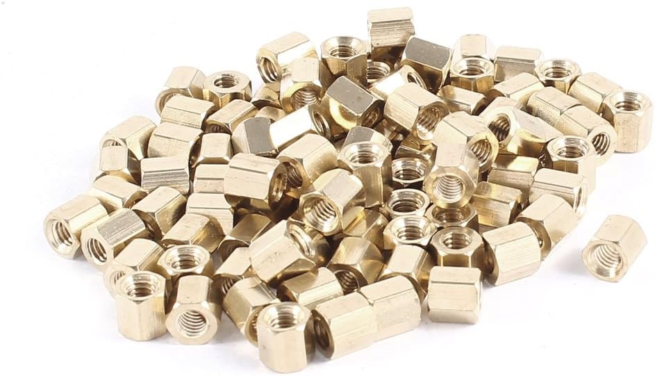 100 Pcs Hex Hexagon Female Nut Brass Standoff Spacer M4x6 M4 6mm