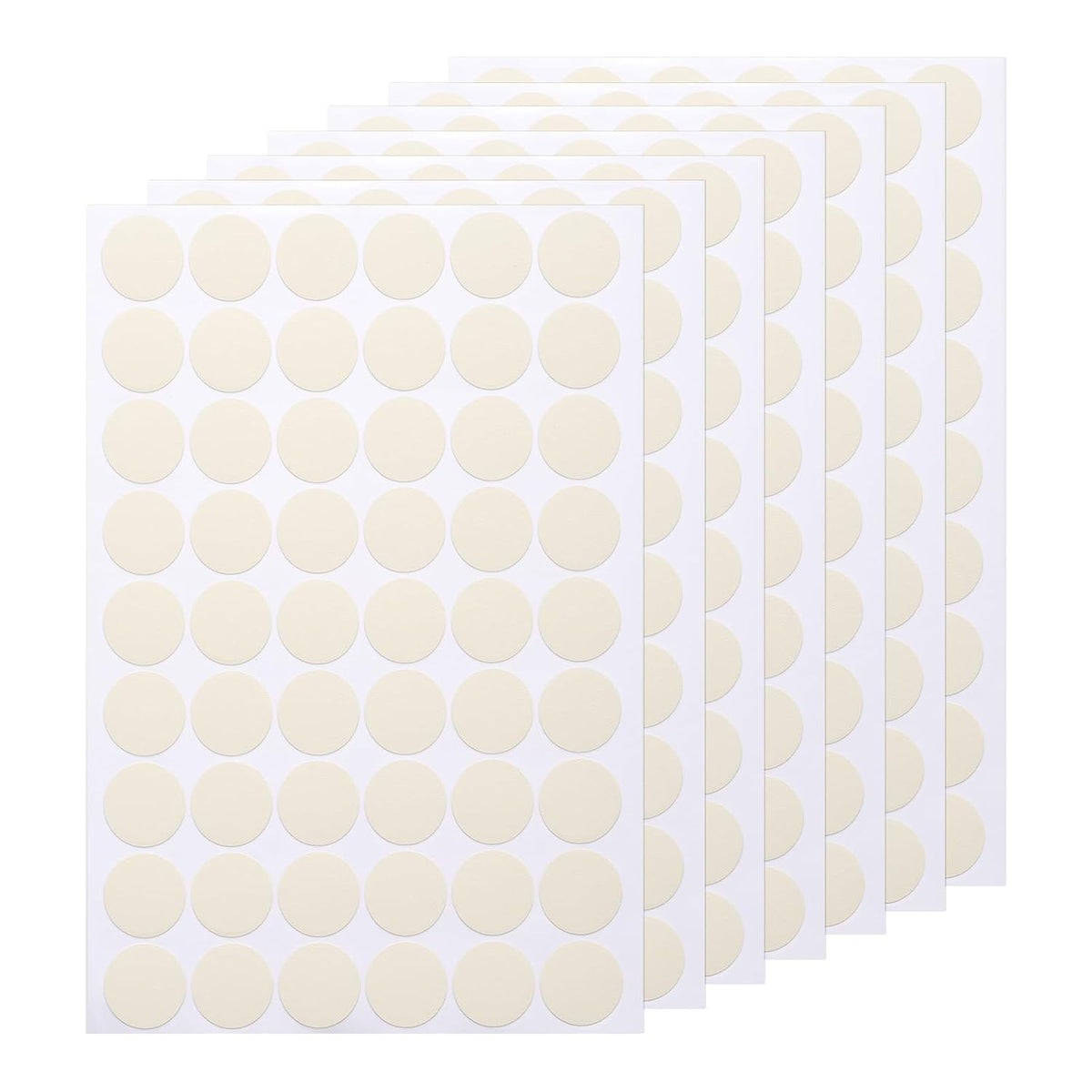 7 Sheets/378PCS Self Adhesive Screw Hole Stickers, 2.1cm/0.83" PVC Screw Hole Covers Hole Stickers for Furniture Wood Cabinet Wall Desk Table Bookcase, Creamy White