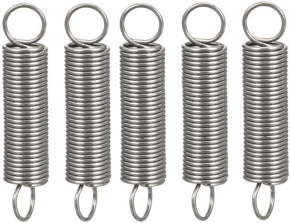 Extended Tension Spring Wire Diameter 0.031", OD 0.31", Free Length 2.36" Stainless Steel Small Dual Hook Tension Spring for Machinery Construction Industrial 5pcs