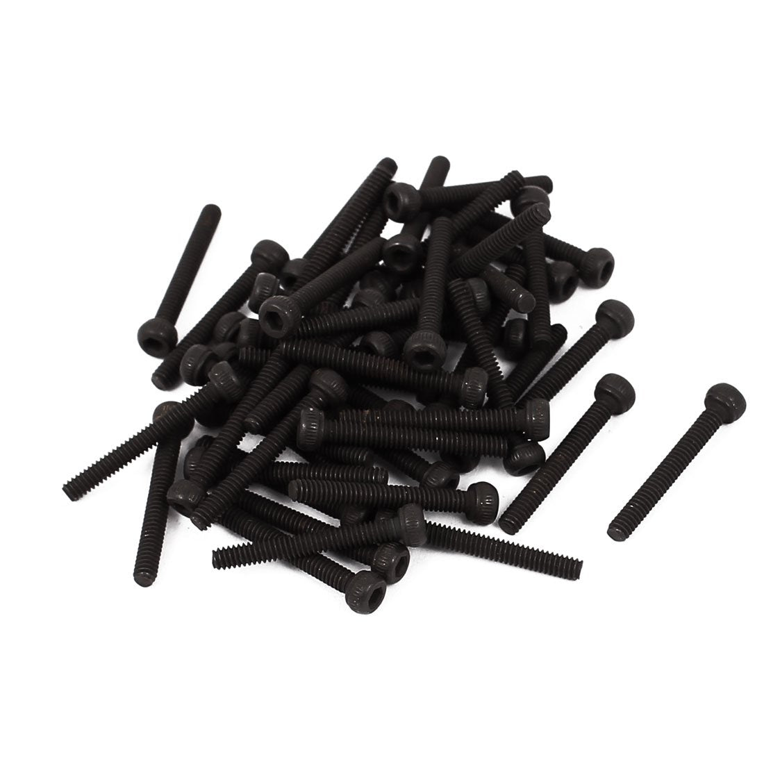 M2x15mm 14.9 Alloy Steel Hex Socket Head Knurled Cap Screw Bolt Black 50pcs