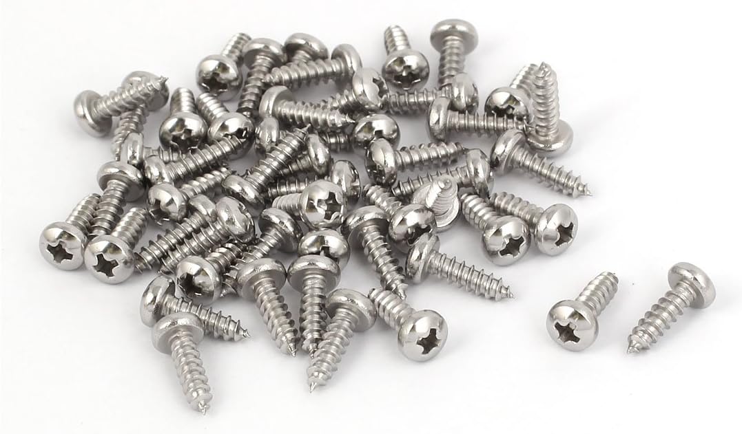 M2.9x9.5mm 316 Stainless Steel Phillips Round Pan Head Self Tapping Screws 50pcs