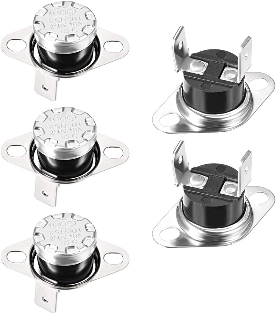 KSD301 Thermostat 85°C/185°F Normally Open N.O Adjust Snap Disc Temperature Switch for Microwave,Oven,Coffee Maker 5pcs