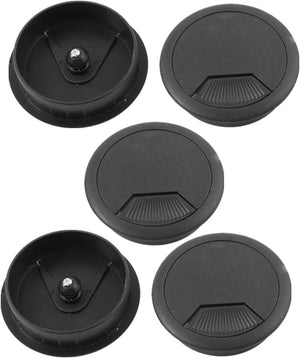 PC Desk Black Plastic 50mm Diameter Grommet Cable Hole Cover 5 Pcs