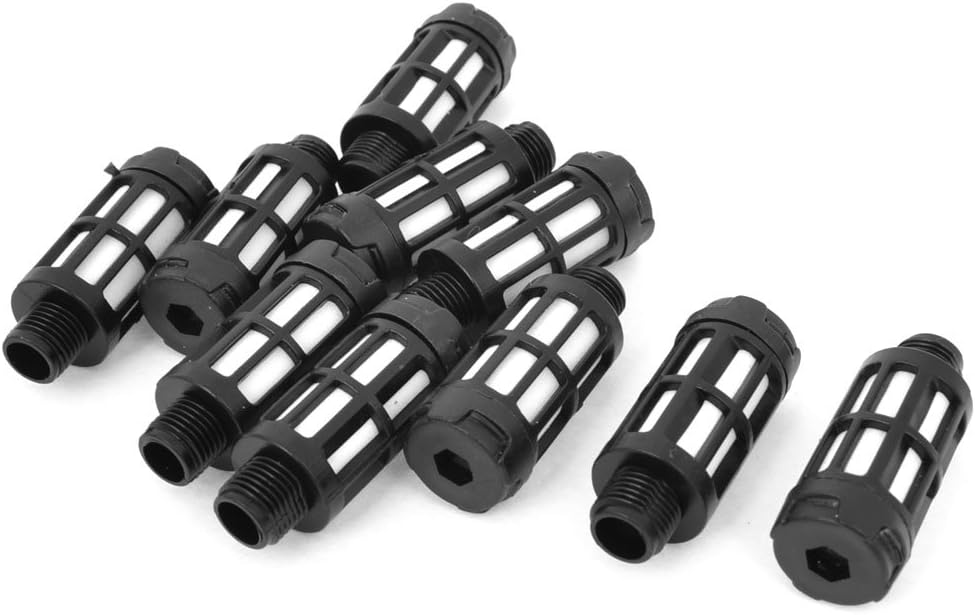 10 Pcs Plastic 9.5mm 1/8PT Male Thread Pneumatic Muffler Silencer Pipe