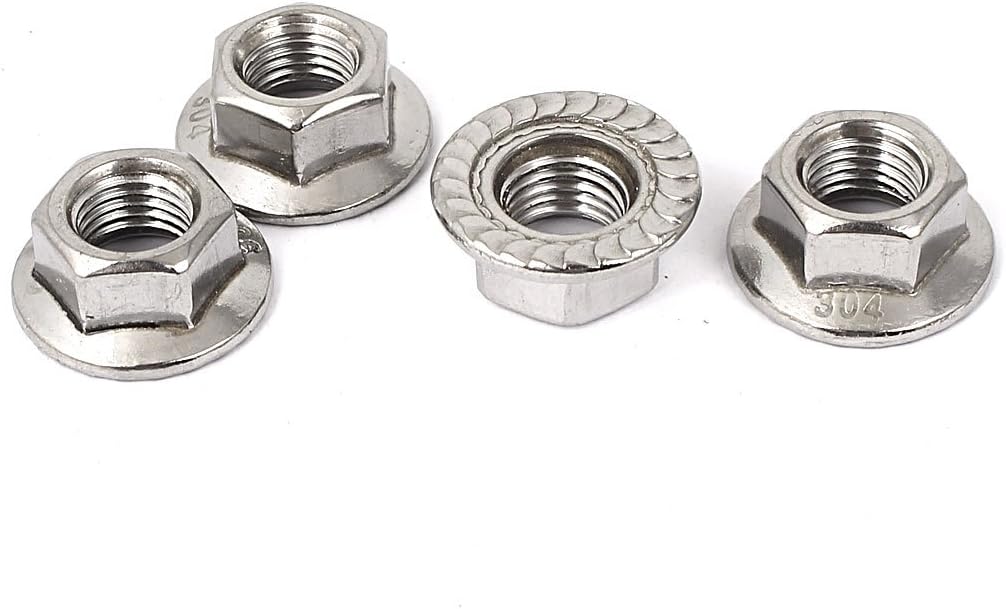M10x1.25mm Thread UNF Serrated Hex Flange Lock Nuts 4pcs
