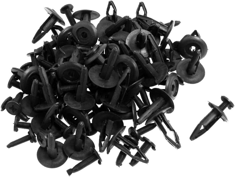 50 Pcs 7mm Hole Plastic Fastener Rivet Push Retainer Bumper Clip Black
