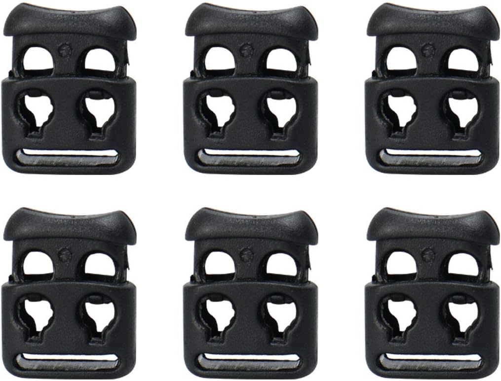 LinkMejor Plastic Cord Locks Stopper End Spring Stop Double Hole Toggle Cup Shape Fastener Stopper Rope End for Shoelaces