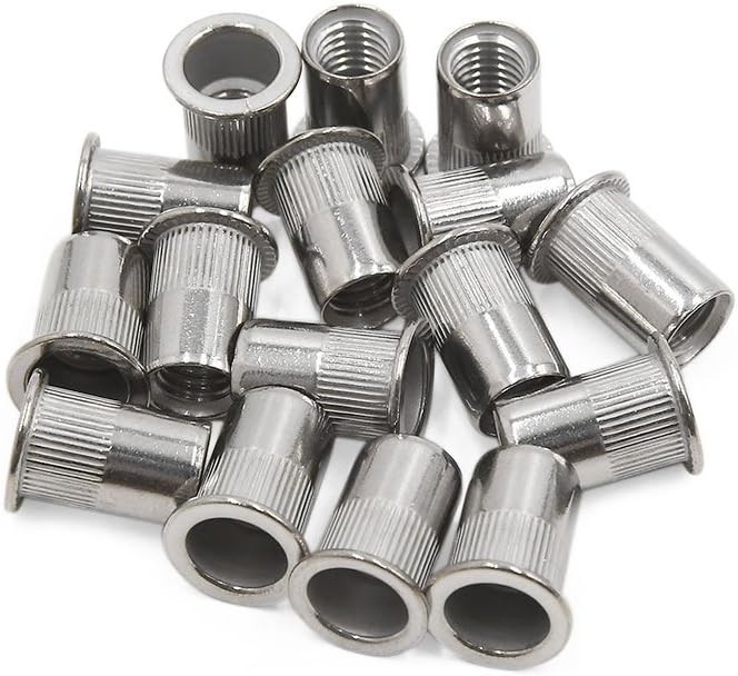 16pcs M10 304 Stainless Steel Flat Head Rivet Nut Insert for Car Vehicle