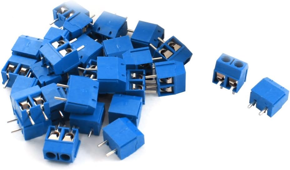 50Pcs 12A 300V 2Pin Barrier Screw Terminal Block Connector 5.08mm Blue