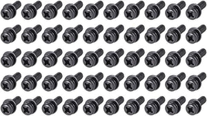 M4 x 25mm Carbon Steel Phillips Pan Head Machine Screws Bolts Combine with Spring Washer and Plain Washers 50pcs