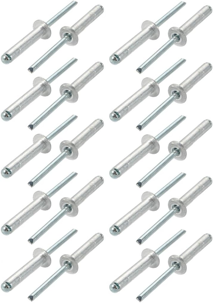 20 Pcs 6mm x 30mm Aluminum/Steel Open End Blind Rivets