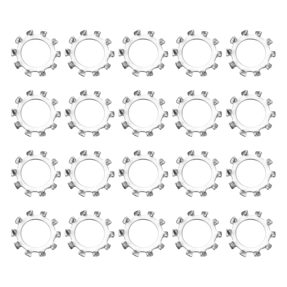 40Pcs 1/2 External Tooth Lock Washer, 304 Stainless Steel Multi-Tooth Star Washer Locking Fastener, Silver Tone