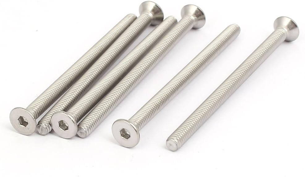 M4x60mm 316 Stainless Steel Flat Head Hex Socket Cap Screws Silver Tone 6pcs