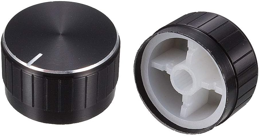 2 Pcs Black Plastic Potentiometer Rotary Control Knobs Caps 17x30mm
