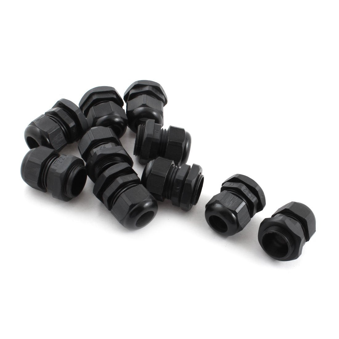 10Pcs M22X1.5 7mm to 14mm Waterproof Plastic Black Cable Gland