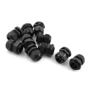 10Pcs M22X1.5 7mm to 14mm Waterproof Plastic Black Cable Gland