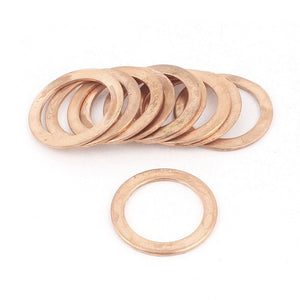 10PCS 22mm OD 16mm ID 1mm Thick Copper Flat Washer Oil Brake Line Seal