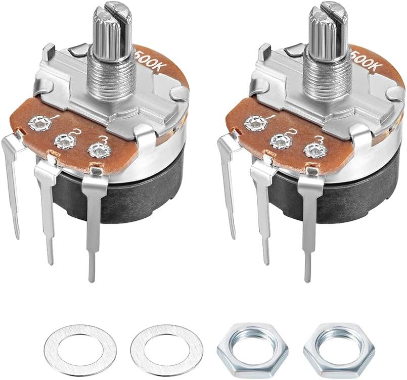 WH138 Potentiometer with Switch 500K Ohm Variable Resistors Single Turn Rotary Carbon Film Taper 2pcs