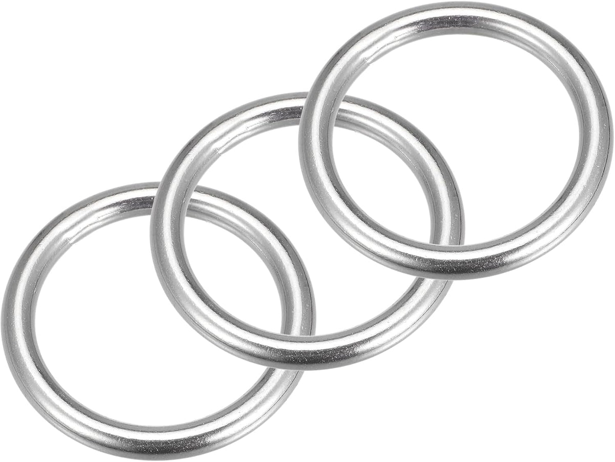 316 Stainless Steel Round Ring Welded O-Rings 40mm(1.57") ID 6mm Thick 3pcs