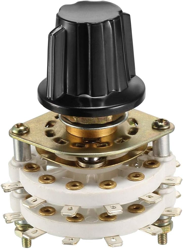 2P6T 2 Pole 6 Position 2 Deck Band Channel Rotary Switch Selector with Knob