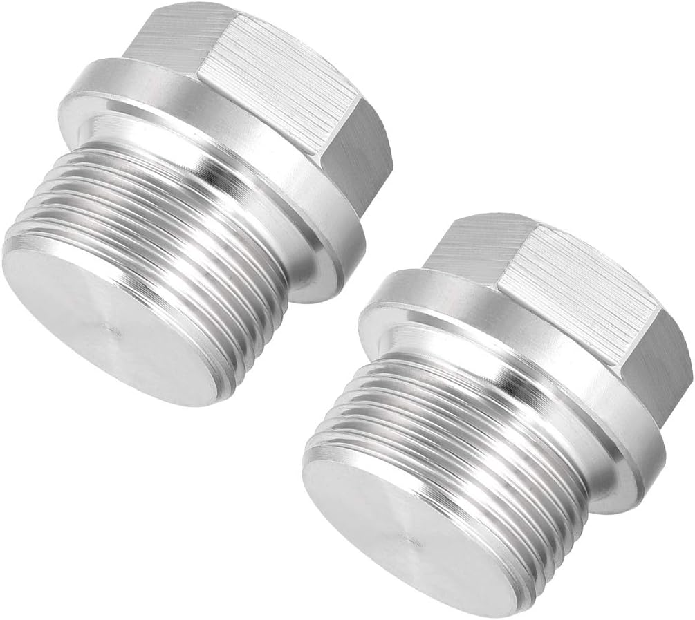 M24 X 1.5 Male Outer Hex Head Plug - 304 Stainless Steel Solid Thread Corrosion Resistant Bung Plug Pipe Fitting 2Pcs