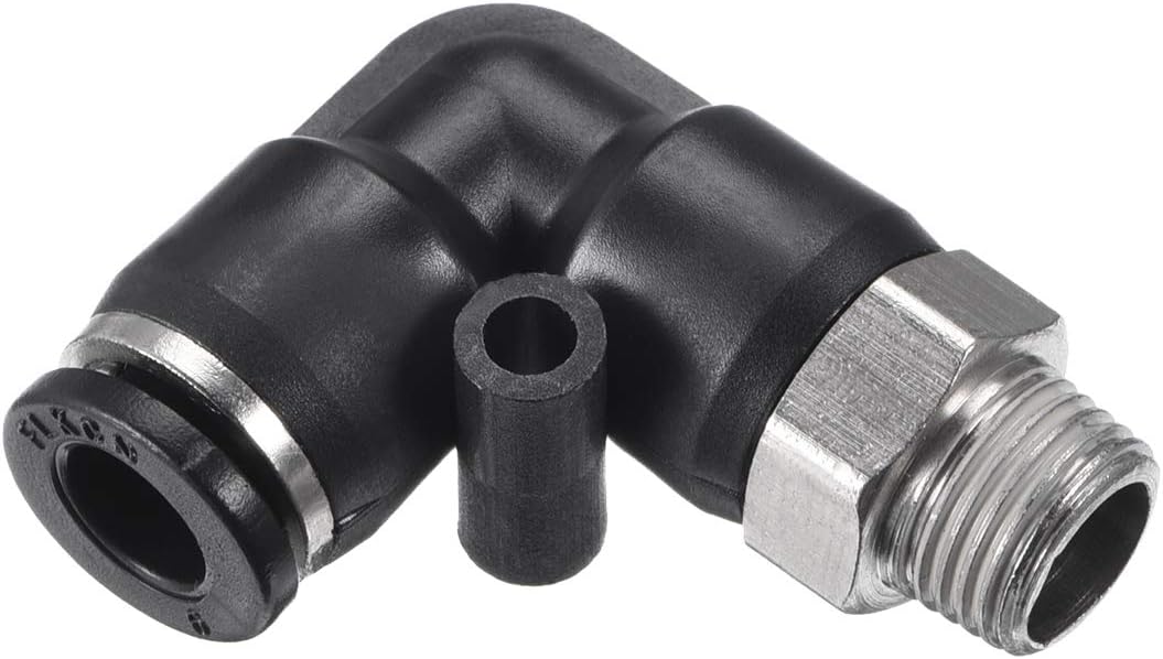 Push to Connect Tube Fitting Male Elbow 6mm Tube OD x G1/8 Thread Pneumatic Air Push Fit Lock Fitting 4pcs