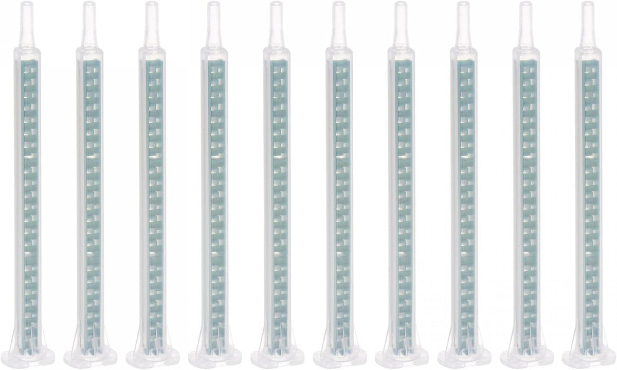 10 Pcs Epoxy Tubes Static Mixer, 4.53-inch Plastic Resin Mixing Nozzle Flat Buckle for AB Glue Adhesive Gun Applicator 50ml Cartridges, Green