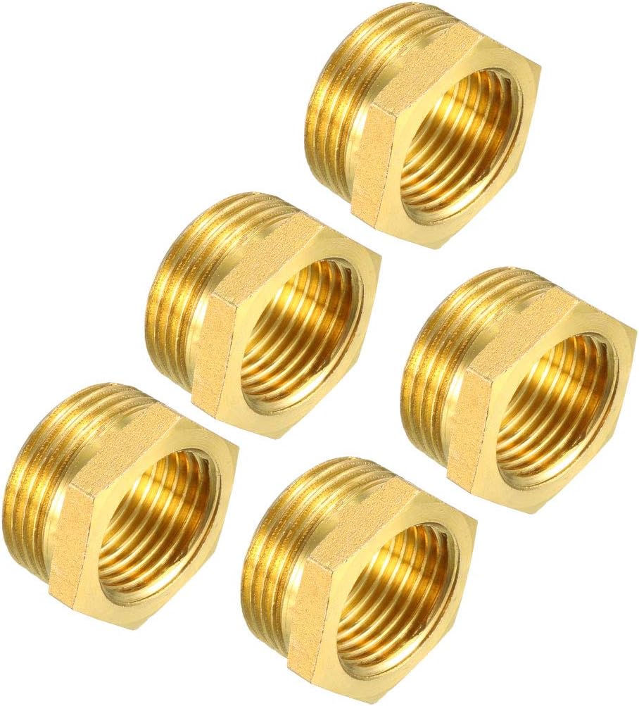 Brass Threaded Pipe Fitting G3/4 Male x G1/2 Female Hex Bushing Adapter 5pcs