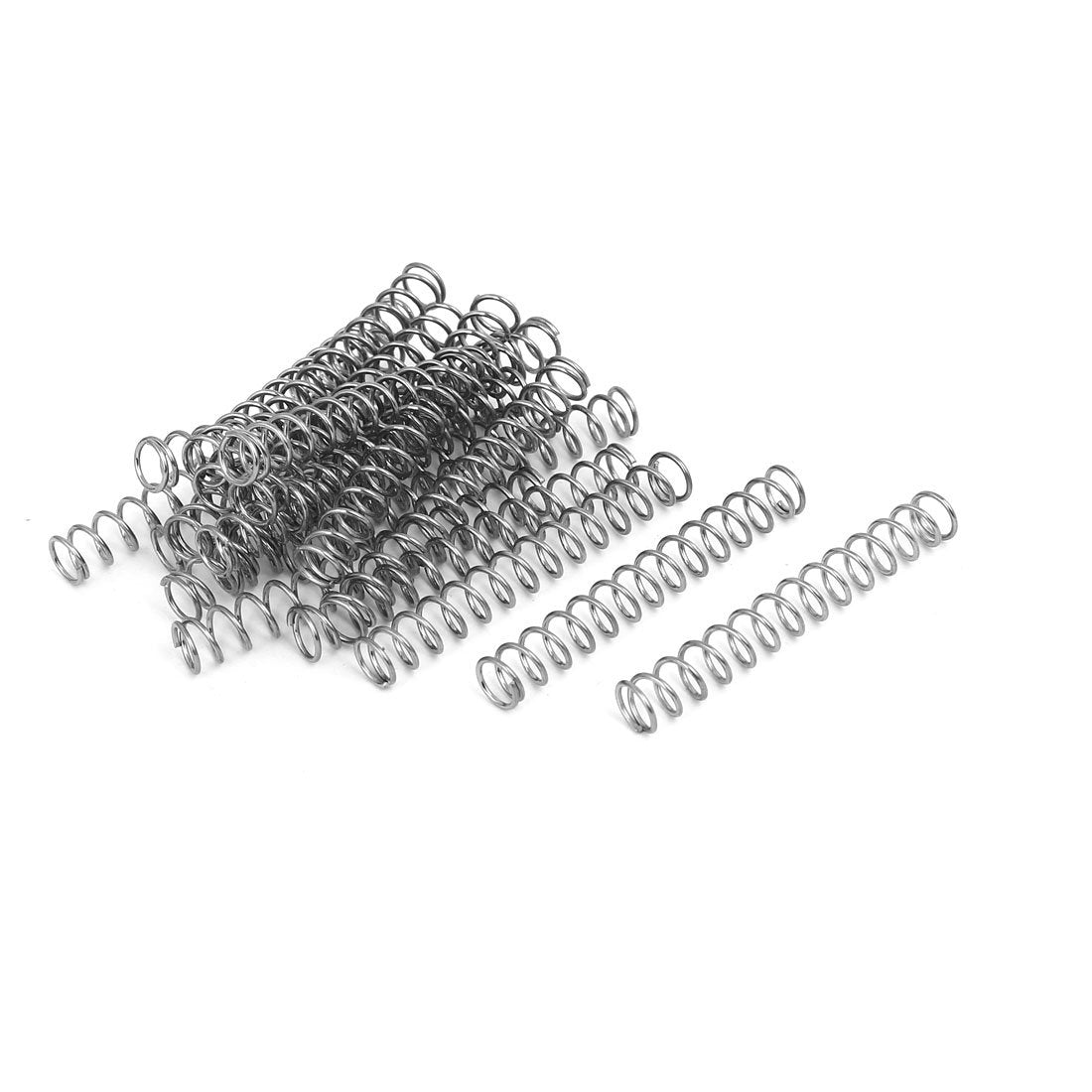 Compression Spring,304 Stainless Steel,7mm OD,0.8mm Wire Size,50mm Free Length,Silver Tone,20Pcs