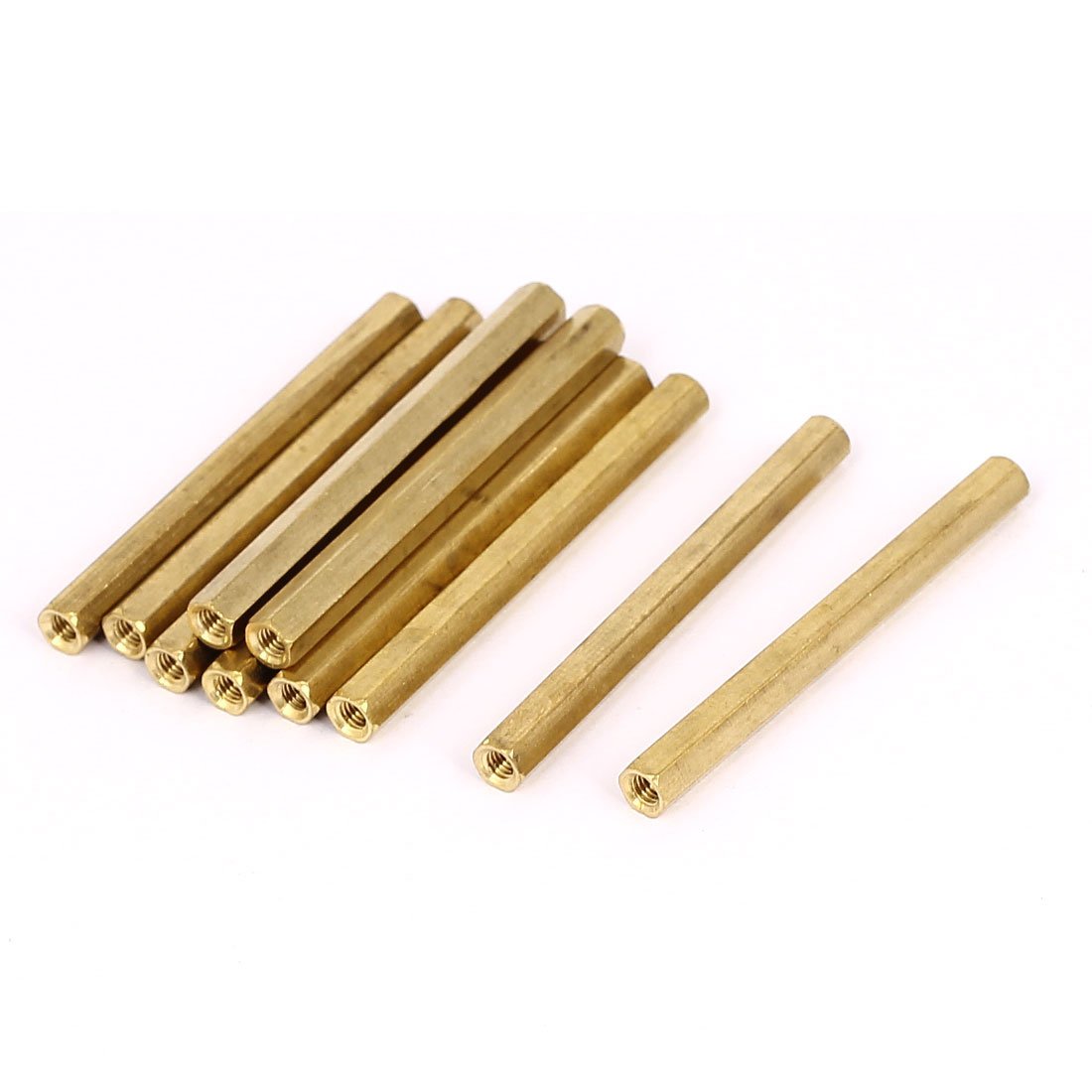 M3 x 50mm Female Threaded Brass Hex Standoff Pillar Spacer Nut 10pcs