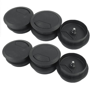 6 Pcs Cable Wire Cord Hole Cover 60mm Dia Computer Desk Grommet Black