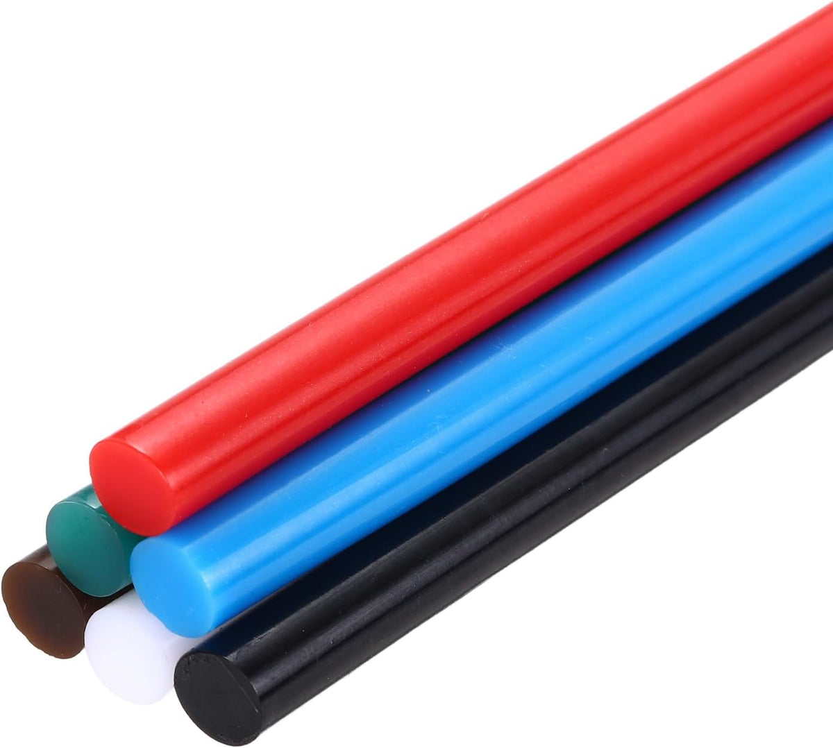 6pcs Full Size Hot Glue Sticks for Glue Gun 8-inch x 0.28-inch, 7 x 200mm 6 Colors Black, White, Bright Red, Coffee, Deep Green, Sky Blue
