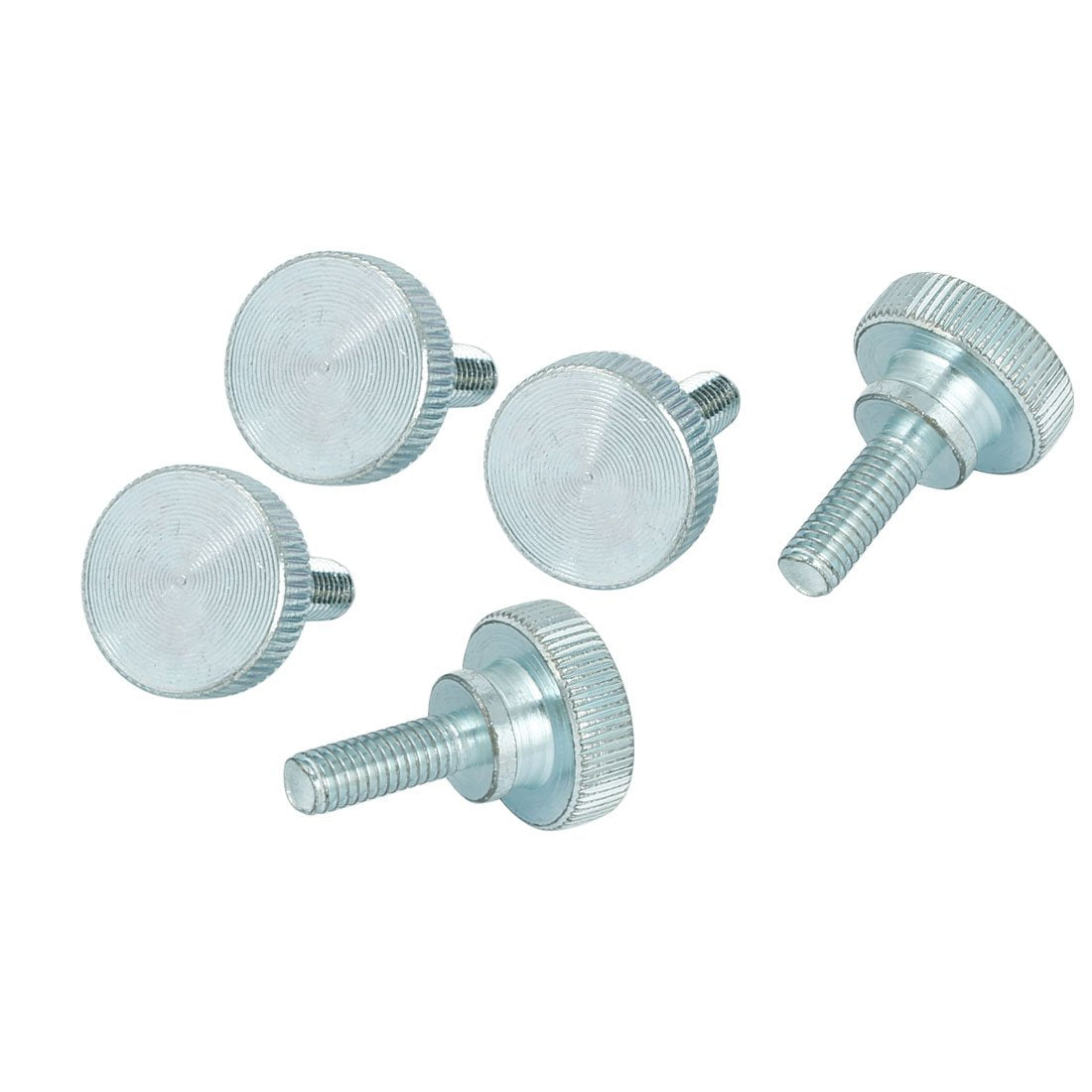 M6x16mm Carbon Steel Step Hand Screw Flat Knurled Head Thumb Bolts 5pcs