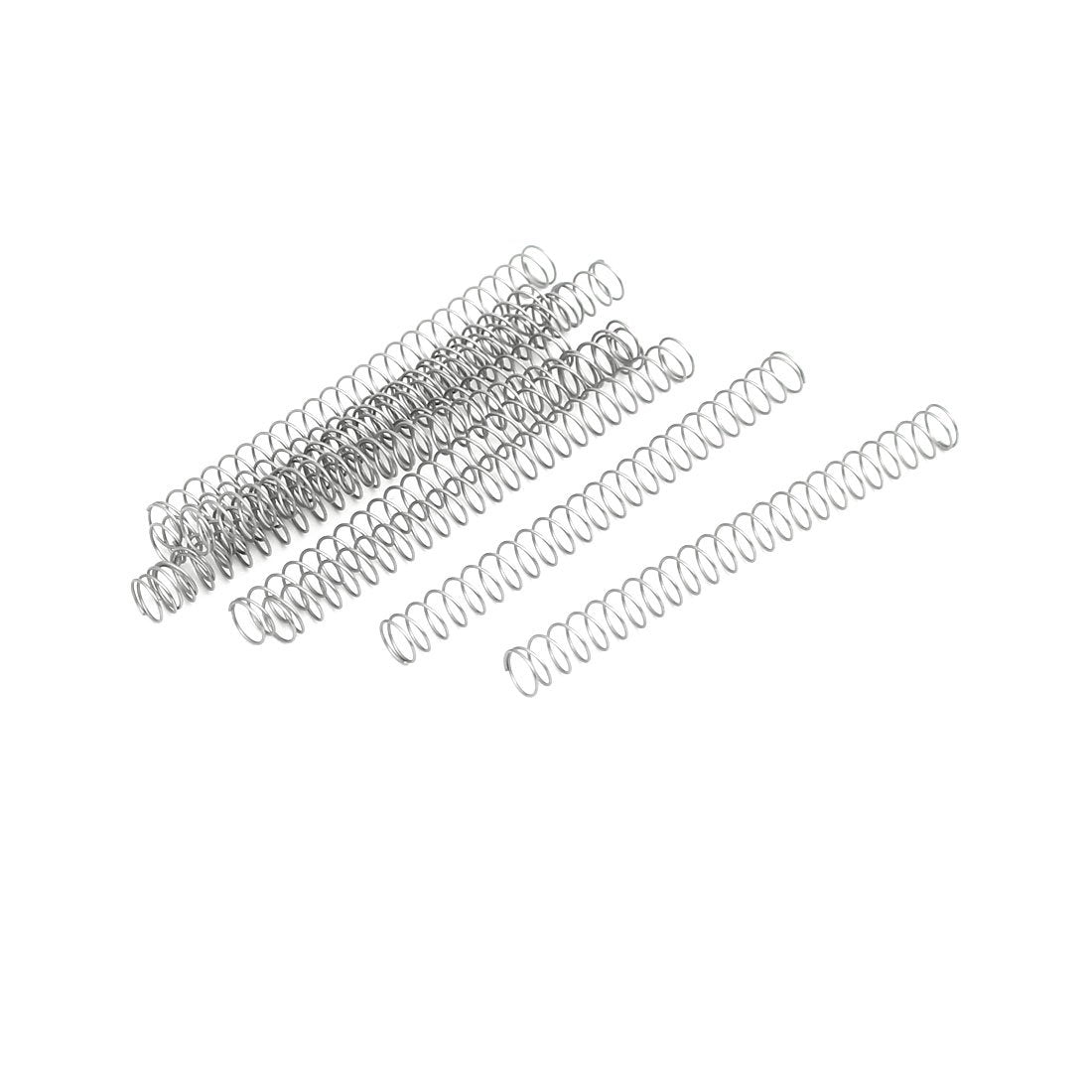 Compression Spring,304 Stainless Steel,4mm OD,0.3mm Wire Size,45mm Free Length,Silver Tone,10Pcs