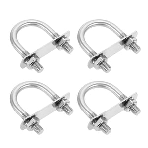 M10 Round U-Bolts, 4 Sets 38mm(1.5") Inner Width 70mm(2.76") Length 201 Stainless Steel U-Clamp Bolt with Plates & Nuts for Automobile, Trailer, Boat Trail, Silver