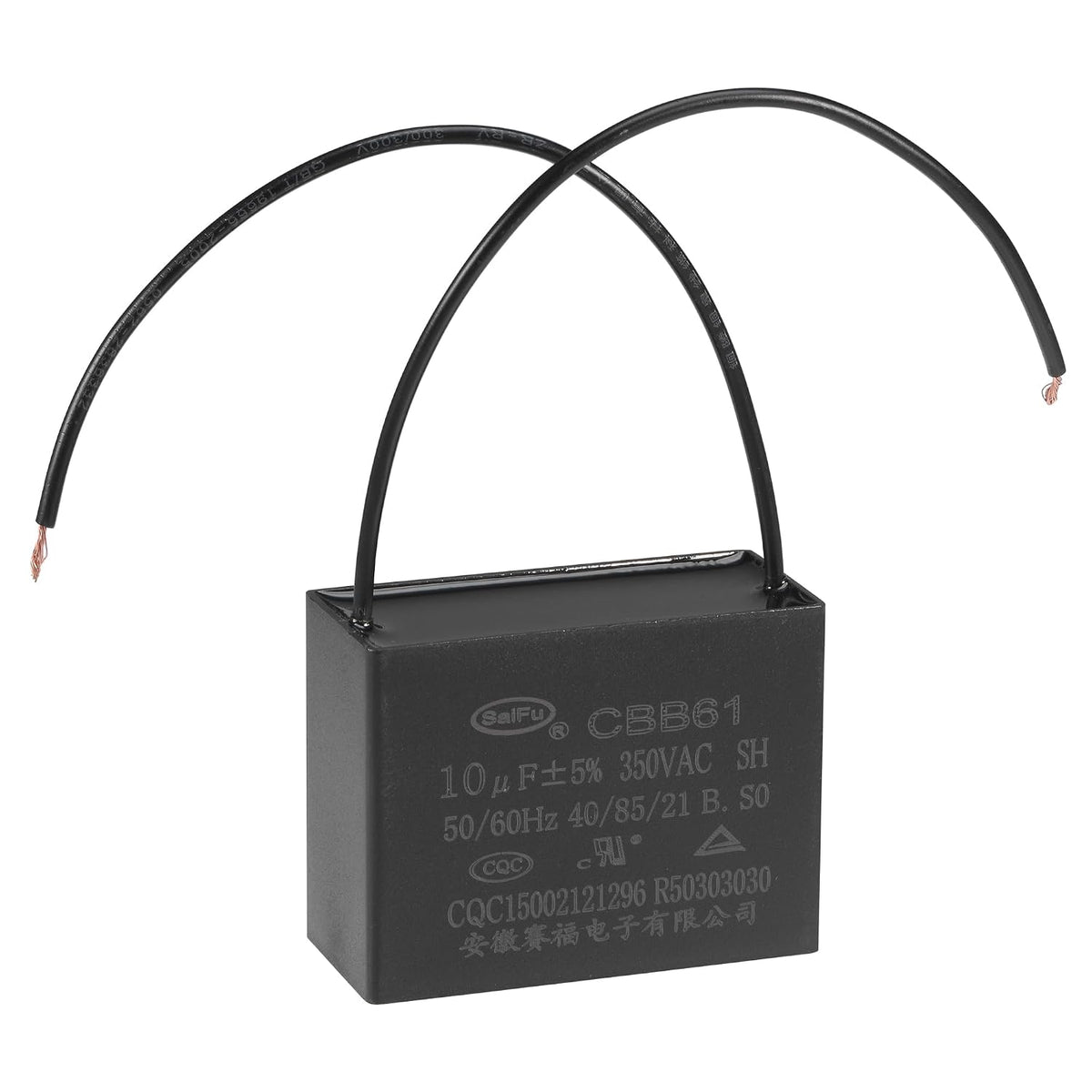 Ceiling Fan Capacitor CBB61 10uF 350V AC 2 Wires Metallized Polypropylene Film Capacitor 58x44x26mm for Electric Fan Pump Motor Generator