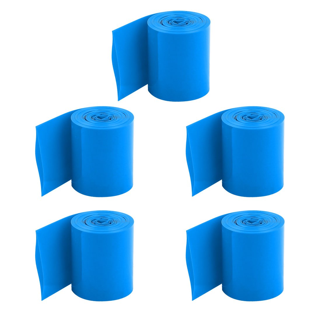 5PCS 2Meters 29.5mm Width PVC Heat Shrink Wrap Tube Blue for 1 x 18650 Battery