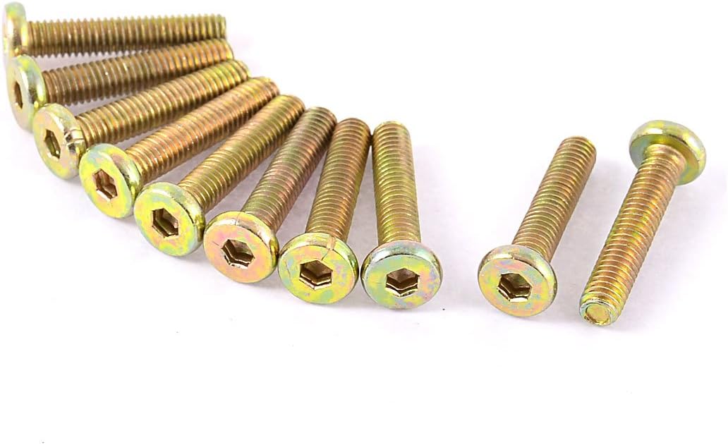 M6 x 30mm Threaded Hex Socket Head Cap Screw Bolt Bronze Tone 10 Pcs