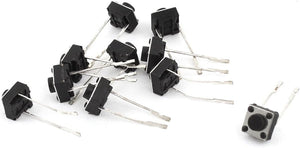10 Pcs Momentary Tactile Tact Push Button Switch Black 6x6x5mm 14mm Leads
