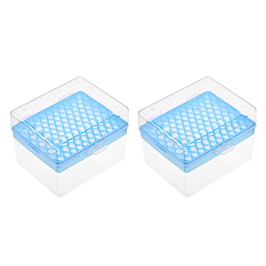 Pipette Tips Box 100-Well Polypropylene Tip Holder Container for 1ml /1000ul Pipettor 8.5mm Hole Diameter 2Pcs